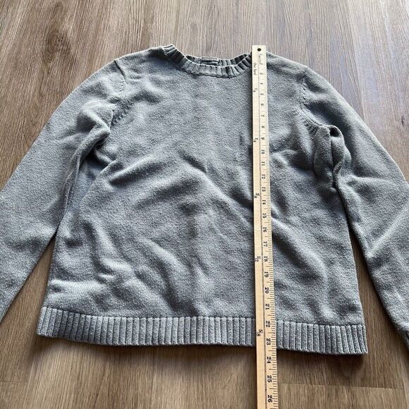 J Jill Women Size Small Steel Blue Cotton Button Back Pullover Sweater - Picture 2 of 8